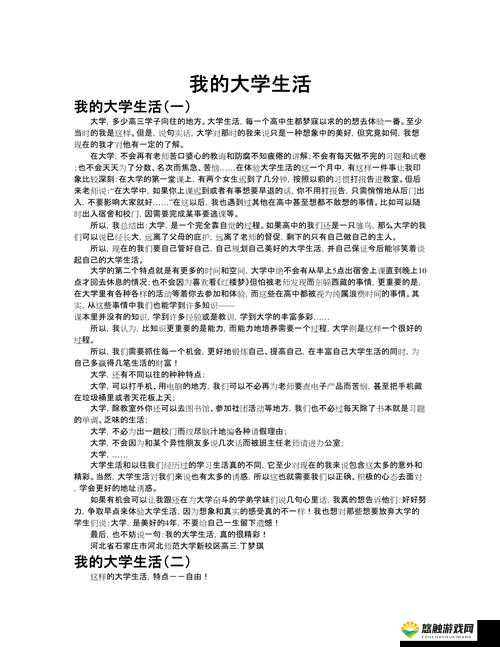 我的大学生活：一段充满成长与探索的青春旅程