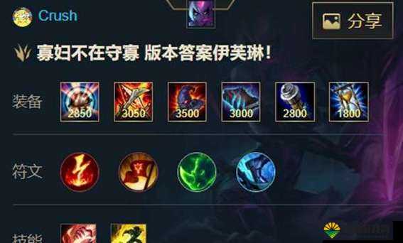 寡妇打野最新出装:野区霸主的必备神器