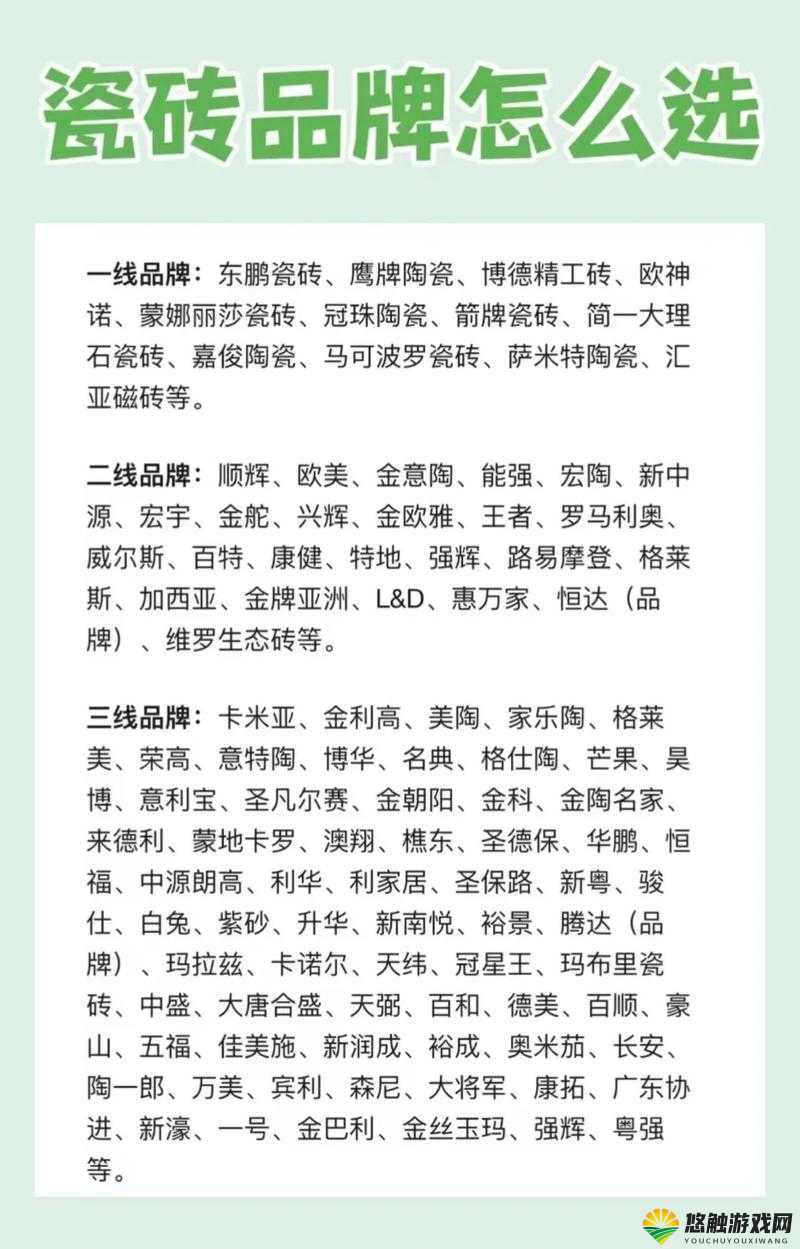 国产瓷砖一线二线三线品牌有哪些：如何选择适合自己的瓷砖品牌