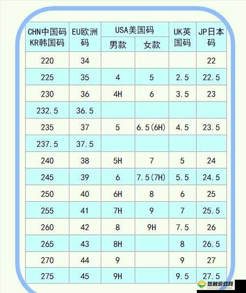 欧洲尺码与日本尺码对比专线：深入剖析差异之径