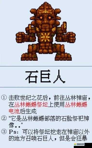 泰拉瑞亚,揭秘石巨人召唤与制胜攻略