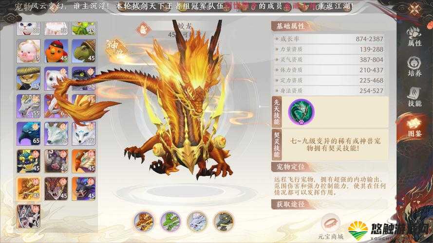 天龙八部手游天龙宠物与珍兽选择攻略